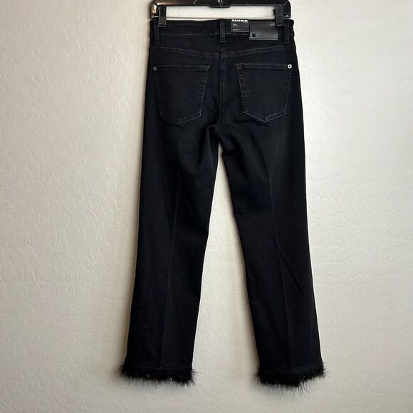Cambio Jeans Womens 4 Black Flare paris easy kick feather Sequin hem NEW Denim - Picture 10 of 13